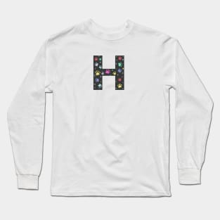 H letter  with colorful paw print Long Sleeve T-Shirt